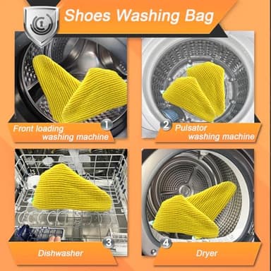 Shoes Washing Bag for Washing Machine, Reusable Laundry Shoe Bag For Washer And Dryer, Shoe Cleaning Washing Bag for All Shoe Types And Sizes (4 PCS - Yellow) - Image 3