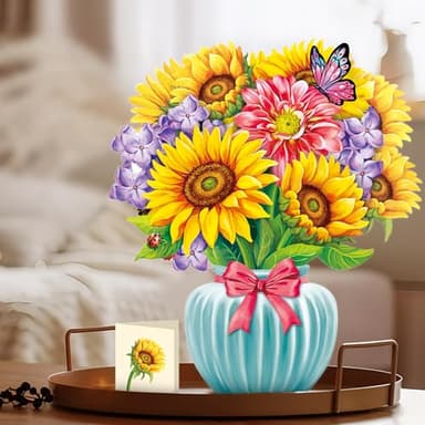 Airpark Pop Up Flower Card, 3D Paper Flowers Bouquet – Sunflowers, Birthday, Mother’s Day, Teacher Appreciation, Get Well Greeting Cards with Note Card & Envelope - Image 2