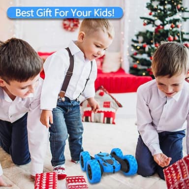 Hamdol Remote Control Car Double Sided 360°Rotating 4WD RC Cars with Headlights 2.4GHz Electric Race Stunt Toy Car Rechargeable Toy Cars for Boys Girls Birthday (Blue) - Image 7