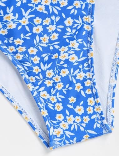 ZAFUL Women High Cut Bikini Sets String Sexy Swimsuit Two Piece Underwire Bathing Suit Brazilian Cheeky Cut Out Cute Swimwear Blue Flower L - Image 6
