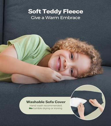 Welzona Loveseat Sofa, 51" Love Seat, Comfy Teddy Small Loveseat for Small Spaces, Tool-Free Setup Sofa Couch for Bedroom, All-Wood Couches for Living Room, No Pillow Included, Blue Grey - Image 3