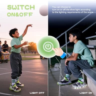 Floranate Sneaker for Boys Shoes Size 1 Light Up Shoes with Switch Little Kids Tennis Walking Running Sneaker Boys Footwear Comfortable - Image 2