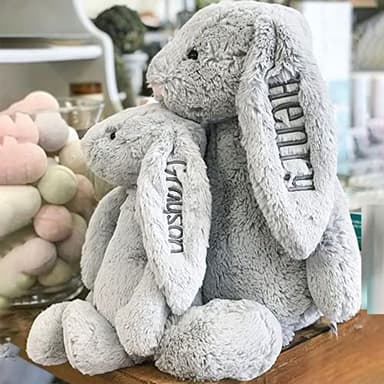 Embroidered Plush Bunny With Child'S Name HandMade Custom Plush Toy Child'S First Easter Gift - Image 8