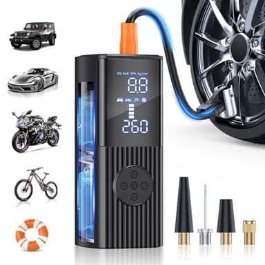 Tire Inflator Portable Air Compressor, 180PSI Portable Air Compressor with 25000mAh Battery, 3X Faster Inflation Cordless Air Pump for Car, Motorcycle, Bicycle, Ball - Image 1
