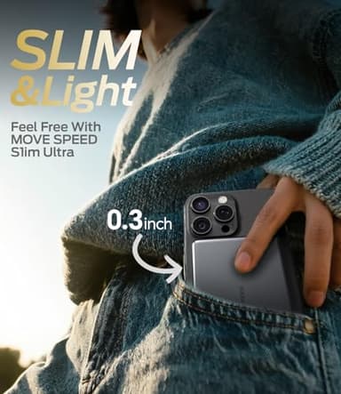 MOVE SPEED 0.3'' Ultra Slim MagSafe Portable Charger, 5000mAh Magsafe Battery Pack iPhone 17 Air Accessories, Magnetic Power Bank with USB C Port for iPhone 17 Pro Max Air/16/15/14/13/12, Glacier Gray - Image 2