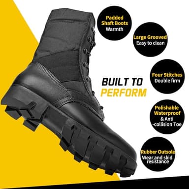 WIDEWAY Men's Military Jungle Combat Boots Black Boots For Men Slip Resistant Leather Tactical Work Boots, All Day Comfortable and Breathable Botas militares para hombres（6-8inch） - Image 4