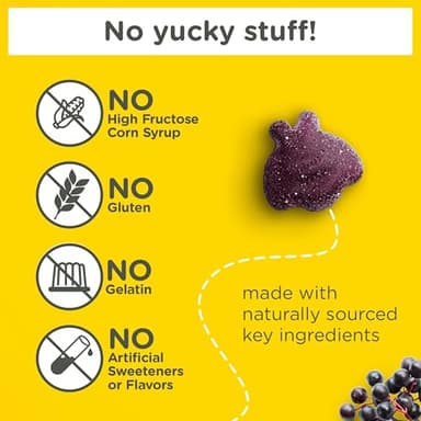 Zarbee’s Kids Elderberry Immune Support Supplement Gummies, Vitamins A C D3 E & Zinc, Elderberry Extract, Gluten & Gelatin Free, No Artificial Flavors, Natural Berry Flavor, Ages 2+, 42 Ct - Image 2