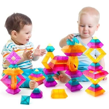 Building Block Sets for Kids 3 4 5 6 Year Old, 30 Pcs Stacking Blocks Toys for Boys Girls, STEM Preschool Learning Activities Educational Light Table Toys Gifts for Toddlers Children - Image 9
