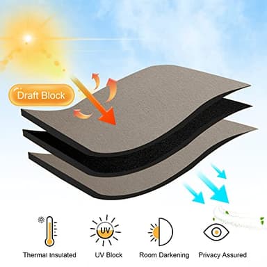 RYB HOME Room Darkening Curtains for Bedroom, Thermal Insulated Noise Reducing Window Drapes Farmhouse Decor for Living Room Kitchen, W42 x L84 inch, 2 Panels, Sand - Image 4