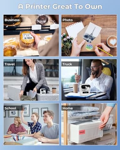 Phomemo M220 Label Maker, Bluetooth Thermal Label Maker Machine for Barcode, Address, Home, Mailing, Small Business,Clothing, Portable Wireless Printer with 1 Rolls Label, Purple - Image 6