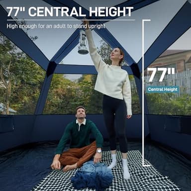 EVER ADVANCED Blackout 6 Person Camping Tent, Instant Cabin Tent for Family with Vestibule and Large Mesh Windows, 60s Easy Setup, Double Layer, Water-Resistant, Orange&Black - Image 4