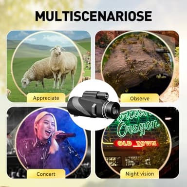 Monocular Telescope for Smartphone, 40x60 High-Definition 360 Night Vision stsscope Monocular STS Scope Set with Phone Adapter & Tripod for Camping Travelling Concert, 131M/1000M Clear Long Vision - Image 5