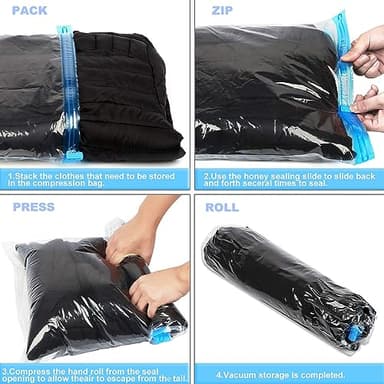 ALMING Compression Bags - Travel Essentials 12 Pack Space Saver No Vacuum or Pump Needed Storage Accessorie and Home Packing Organizers (transparent) - Image 4