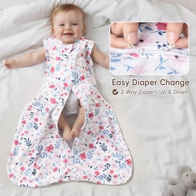david's kids 3 Pack Warm Micro Fleece Baby Sleep Sack 0-6 Months, Soft Baby Wearable Blankets with 2-Way Zipper, Comfy Winter Sleeping Bags for Infant Newborn Girls Neutral, Small Size, Floral - Image 5