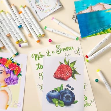 Ohuhu Alcohol Markers Brush Tip -Double Tipped Art Marker Set for Artist Adults Coloring Illustration - 120 Colors- Brush & Chisel Dual Tips- Honolulu of Ohuhu Markers- Refillable Alcohol-based Ink - Image 2