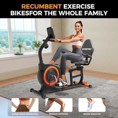 Recumbent Exercise Bike, Recumbent Stationary Bike for Home, Recumbent Bike with 400LB Weight Capacity Whisper-Quiet 16 Levels Magnetic Resistance Heart Rate Handle and Multi-Function LCD Comfortable Seat - Image 8