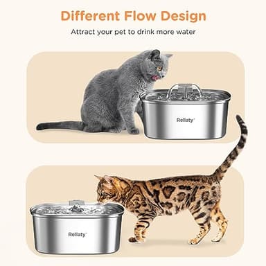 Cat Water Fountain Stainless Steel: 3.2L/108oz Pet Foundatin Water Bowl for Cats Inside Automatic Dog Drinking Dispenser Dish Animal Feeding & Watering Supplies Waterfall with 1 Replacement Filter - Image 6