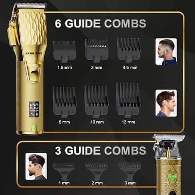 FADEKING® Professional Hair Clippers for Men - Cordless Hair Clippers, LCD Display Barber Clippers for Hair Cutting & Mens Grooming with Travel Case (Gold+Bronze) - Image 6