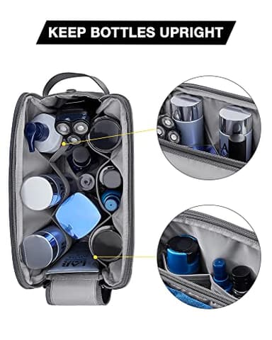 BAGSMART Toiletry Bag for Men, Travel Toiletry Organizer Dopp Kit Water-resistant Shaving Bag for Toiletries Accessories, Door Room Essentials,Grey-large - Image 3
