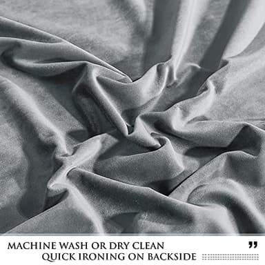 StangH Grey Velvet Curtains 96 inches Long Room Darkening Window Drapes for Living/Dining Room, Solid Rod Pocket Panels for French Door/Cottage, W52 x L96, 2 Panels - Image 5