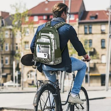 KIMNERPU Clear Backpack, Heavy Duty PVC Transparent Backpack with Reinforced Straps, See Through Multiple Pockets Large Capacity Bookbag for Concert Work Security Travel Festival (Camouflage) - Image 7