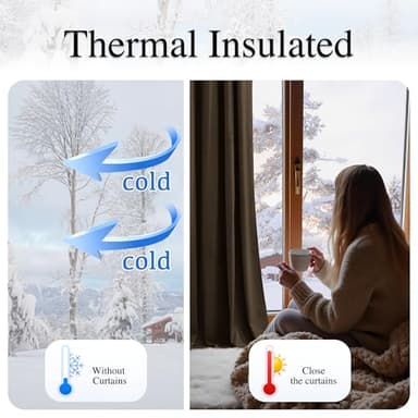 RYB HOME Brown Velvet Curtains 96 inches, Grommet Top Soft Fabric Room Darkening Thermal Insulated Luxurious Home Decor Curtains for Living Room Bedroom, W 52" x L 96", 2 Panels Set - Image 6