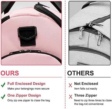 Convertible Garment Duffel Bag with Shoe Compartment,ZALUPRI Carry on Garment Bag for Men Women 2 in 1 Hanging Suitcase Suit Weekend Travel Bag, Pink - Image 3