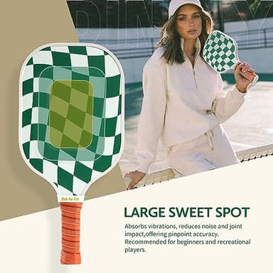 Dinkly Pickleball Paddles Set of 2 - USAPA Approved Graphite/Fiberglass Pickleball Racket, 2 Pickleball Rackets, 4 Balls and 1 Portable Carry Bag, Pickle Ball Set for Men Women, Wave Check - Image 3
