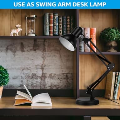 TORCHSTAR Metal Desk Lamp with Clamp, Swing Arm, Architect Adjustable Gooseneck Table Lamp, Clip Desk Lights for Home Office, Work, Study, Reading, E26 Base, Multi-Joint, Black - Image 3
