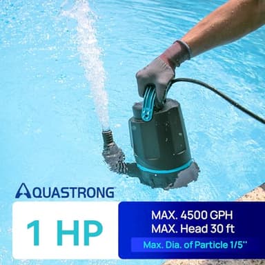 Aquastrong Sump Pump 1 HP 4500 GPH Submersible Water Pump Thermoplastic Portable Utility Pump High Flow Water Removal for Swimming Pool Garden Pond Basement Window Wells with 10ft Long Power Cord - Image 2