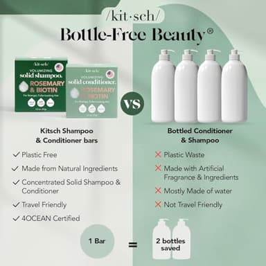 Kitsch Rosemary & Biotin Shampoo and Conditioner Set for Hair Growth - Strengthening, Thickening & Volumizing Shampoo and Conditioner Bar - Paraben, Sulfate & Silicone Free - Made in USA - 2 pack - Image 4