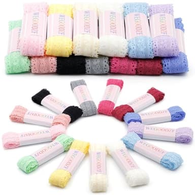 WEGOODZF Flat Lace Shoelaces for Women: 2 Pairs 2.3 CM Wide 47 Inch White Lacy Fancy Shoe Laces - Image 6