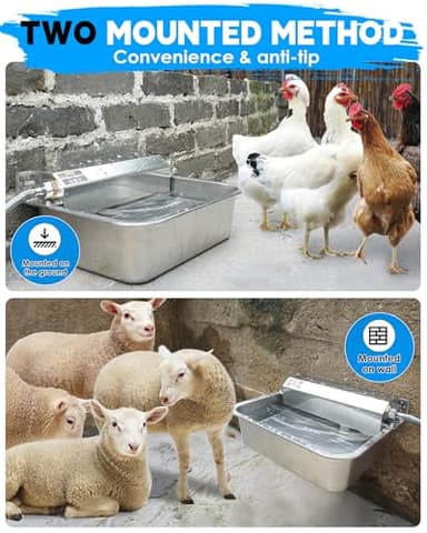 PETIMI Automatic Dog Water Dispenser, 2 Gallons 304 Stainless Steel Dog Water Bowl for Indoor/Outdoor, Large Water Bowl for Pets & Livestock, Anti Tip, Wide Mouth, Water Auto Fill, Fit GHT 3/4" Faucet - Image 4