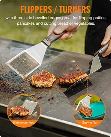 HOMENOTE Griddle Accessories Kit, Exclusive Griddle Tools Spatulas Set for Blackstone - 8 Pcs Commercial Grade Flat Top Grill Accessories - Great for Outdoor BBQ, Teppanyaki and Camping, Black - Image 3