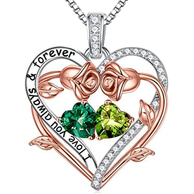 Iefil May August Birthstone Necklace Jewelry, Anniversary Mothers Day Birthday Gift for Mom Her Women Wife Girlfriend Green Emerald Peridot Necklace - Image 1