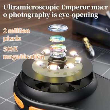Crspexil Microscope, Digital Microscope,Holding Magnifying Glasses，2’’ IPS Eye-Protecting Screen,2 MP,4 Zoom Buttons,500x Magnification,8 LED Lights,Smaller and Lighter,Christmas,Birthday,Edu Gifts. - Image 5