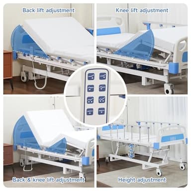 Real Relax Premium 3 Function Full Electric Hospital Bed (with Mattress & IV Pole), Premium Medical Hospital Beds, with Locking Casters, Motor. - Image 5