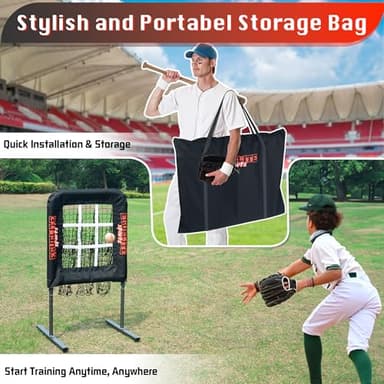 9 Hole Pitching Net with Strike Zone, Baseball Pitching Target, Softball Pitching Net, Portable Pitcher Training Equipment Height Adjustable（Black） - Image 6