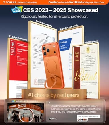 TORRAS for iPhone 17 Pro Max Case with Stand, Camera Control Button, Fit for MagSafe, Military Grade Protection, Translucent Slim Soft Edge Case for iPhone 17 Pro Max 6.9", Orange - Image 9