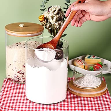 CZFWin Glass Flour Container with Airtight Bamboo Lid, Large Glass Food Jar with Wooden Lid for Storage Flour, Sugar, Cookies, Rice, Coffee Beans and etc (3L) - Image 7