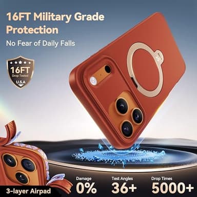 CASEKOO Twilight Orange Designed for iPhone 17 Pro Max Case with Spin Magnetic Stand [16FT Military Protection] [Non-Slip Edge] [Fit for MagSafe] Shockproof for iPhone 17 ProMax case with Stand 6.9'' - Image 7