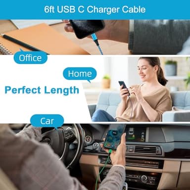 S24 Ultra USB Type C Cable Fast Charging 6FT/2Pack for Samsung Galaxy S24/S23/S22/S21/S25/S25 Ultra,3.1A USB C to USB A Cord Android Phone Car Cable Fast Charging for Google Pixel 10/9/8,iPhone 17 16 - Image 6
