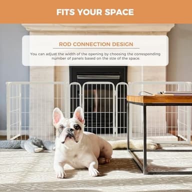 FXW Dog Gate Extra Wide Designed for Indoor Use, Adjustable Width Up to 183-inch Wide (24" H 8 Wire Panels for Puppies and Small Dogs), White - Image 3