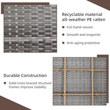 Shintenchi 4 Piece Patio Ratten Set Outdoor Furniture Set Wicker Conversation Set with Cushions and Tempered Glass Tabletop,Deep Blue - Image 5