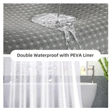 LaCyan 3 in 1 Waterproof Waffle Weave Shower Curtain and Clear Liner Set with 12 Stainless Steel Hooks Double Sided for Bathroom 72 Inches Heavy Duty Polyester Fabric Shower Curtains 72x72 - Image 3