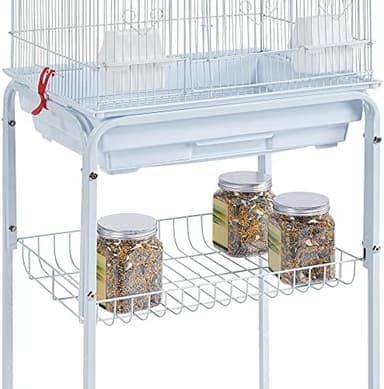Yaheetech 62.5-inch Roof Top Flight Bird Cage for Parakeets Cockatiels Conures Finches Lovebirds Canaries Budgies Small Parrots, Large Birdcage with Detachable Rolling Stand, White - Image 7
