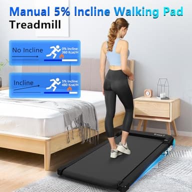 3-in-1 Walking Pad with Incline,2.5 HP Under Desk Treadmill for Home Office,265 LBS Compact Walking Treadmill with LED Display,No Assembly - Image 2