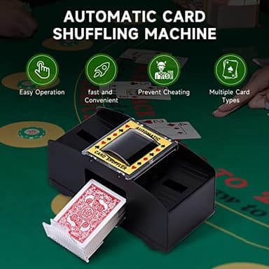 Unniweei Automatic Card Shuffler 1-2 Decks, Battery-Operated Electric Shuffler, Casino Card Game for Poker, Home Card Game, UNO, Phase10, Texas Hold'em, Blackjack, Home Party Club Game - Image 4