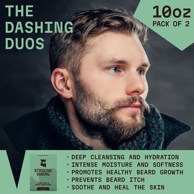 Striking Viking Beard Wash and Conditioner (Tea Tree & Biotin) - Paraben & Sulfate Free Cleansing Care for All Beard Types (10oz Per Bottle) - Image 3