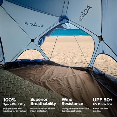 ACACIA Sun Shelter Pop up Beach Tent, 4-Person Portable Camping Tent with UPF 50+ Protection, Easy Setup Sun Shade, 9.5×9.5ft Privacy Sunshade for Beach, Camping & Backyard - Image 3